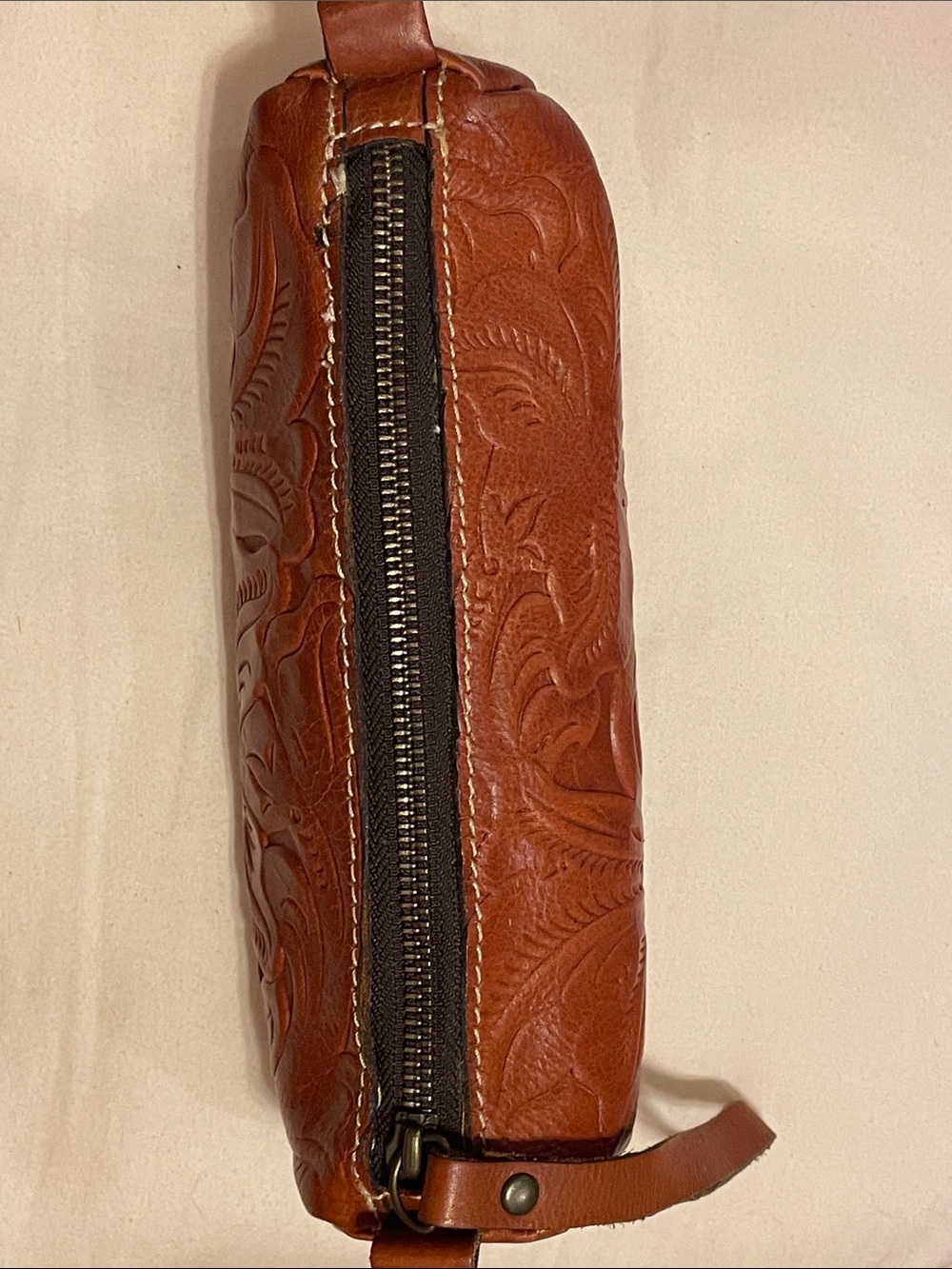 Patricia Nash Italian Tooled Leather Purse Clutch Wristlet Make Up Bag - Picture 12 of 13